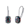 Élégantes boucles d'oreilles en argent 925 avec pierres topaze mystique ovales - Pierre Ovale Mystique Argent (APE47-P)