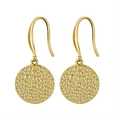 Boucles d'oreilles rondes en argent S925 avec finition dorée texturée et surface martelée - Disque Martelé Or (APE48-14K)
