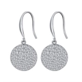 Boucles d'oreilles S925 en argent sterling martelé avec design crochet poisson - Disque Martelé Argent (APE48-P)
