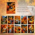 Nature themed scrapbook paper set with 10 autumn forest scenery stickers in cardstock - Autumn Peaks