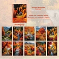 Papier de scrapbooking thème nature avec 10 autocollants de paysages d'automne - Sommets d'Automne