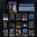Waterproof PET stickers with Flowing Light rain patterns and urban night scenes - Gently Slanting Rain