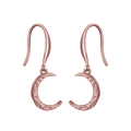 Boucles d'oreilles lune en argent S925 doré rose avec texture martelée élégante - Lune Martelée Or Rose (APE49-R)
