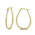Boucles d'oreilles créoles ovales en argent S925 doré poli avec fermoir à loquet - Anneau Ovale Or (APE53-14K)
