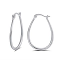 Boucles d'oreilles créoles goutte en argent sterling S925 avec finition polie - Anneau Ovale Argent (APE53-P)