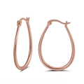 Élégantes boucles d'oreilles gouttes en or rose avec finition polie argent S925 - Anneau Ovale Or Rose (APE53-R)