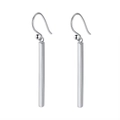Boucles d'oreilles pendantes barres en argent S925 avec finition polie épurée - Boucles d'Oreilles Barre Carrée Argent (APE54-P)