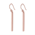 Boucles d'oreilles minimalistes en argent S925 avec longs pendentifs rectangulaires rose doré - Boucles d'Oreilles Barre Carrée Or Rose (APE54-R)
