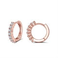 Élégantes créoles en argent S925 plaqué or rose avec pavé de zircons brillants et fins - Anneau Pierres en Rangée Or Rose (APE55-R)
