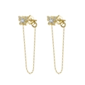 Boucles d'oreilles papillon en argent S925 avec placage d'or et zircon scintillant - Pendentif Papillon Or (APE56-14K)