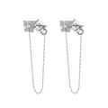 Boucles d'oreilles papillon en argent S925 avec chaîne longue et zircons blancs - Pendentif Papillon Argent (APE56-P)