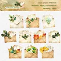 Retro botanical letter sticker set with 10 vintage watercolor foliage envelope designs - Leaf Letter