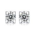 Élégantes boucles d'oreilles en argent S925 avec zircons ronds brillants de grande taille - Carré 4 Griffes Argent (APE57-P)