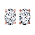 Élégantes boucles d'oreilles en argent S925 rose doré avec pierres ovales brillantes - Ovale Solitaire Or Rose (APE58-R)
