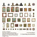 Set di 50 adesivi vintage in stile industriale con ingranaggi su carta kraft bianca - Oggetti di Studio
