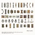 Retro Hardware Aufkleber Set mit 50 Vintage Metallscharnieren und Griff Designs - Metallgriff