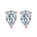 Boucles d'oreilles en or rose avec zircons en forme de poire et sertissage à 3 griffes - Poire Solitaire Or Rose (APE61-R)