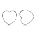 Boucles d'oreilles créoles en argent sterling S925 en forme de cœur poli brillant - Cœur Lisse 32mm Argent (APE62-P-32MM)