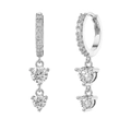 Boucles d'oreilles doubles en argent 925 avec zircons ronds et serti pavé - Double Pierre Pendentif Argent (APE65-P)