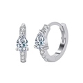 Boucles d'oreilles Huggie en argent S925 avec pierres poire et détails pavés - Anneau Goutte Argent (APE96-P)