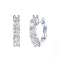 Créoles en argent sterling S925 avec cinq pierres précieuses transparentes étincelantes - Anneau 5 Pierres Argent (APE120-P-W)