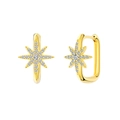Boucles d'oreilles étoile polaire en argent S925 doré avec zircons étincelants - Anneau Étoile Or (APE123-14K)