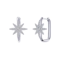 Boucles d'oreilles créoles étoile du nord en argent S925 et oxydes de zirconium - Anneau Étoile Argent (APE123-P)