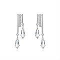 Boucles d'oreilles en argent S925 avec barre géométrique et cristaux de forme poire - Goutte Géométrique Argent (APE19)
