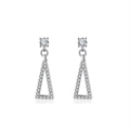 Boucles d'oreilles pendantes triangle en argent S925 avec zircons blancs scintillants - Triangle Géométrique Argent (APE21)