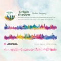 Urban Imaging PET tape featuring seashell light finish and watercolor city silhouettes - Urban Image
