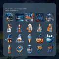 Gothic Blue Halloween sticker set featuring 20 unique illustrated kraft paper decals - Blue Halloween Night