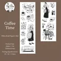 Masking Tape aus weißem Kraftpapier mit schwarz-weißem Kaffee- und Lifestyle-Motiv - Kaffeezeit