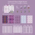 Stained Glass theme DIY stationery set with PET stickers and laser-cut cardstock - Glazed Night