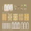 Warm Sunshine scrapbooking set with 15 PET floral stickers and laser-cut window cards - Warm Sunshine