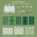 Green Forest scrapbooking set with 15 PET floral stickers and laser-cut cards - Green Forest