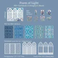 Blue Poem of Light scrapbooking kit with laser-cut PET stickers and paper window frames - Poem of Light