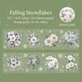 PET decorative tape with white roses and snowflakes for winter journaling, 1 roll - Falling Snow