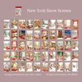 Set of 50 Washi stickers featuring snowy New York winter scenery for journaling decor - New York Snow Scene