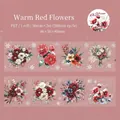 Winter PET tape with red floral patterns, 50mm width and 380mm loop for DIY journals - Warm Red Flowers
