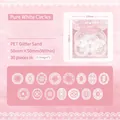 Lace style Pure White Circles PET stickers with shimmer sand finish for scrapbooking - Pure White Circle Patterns