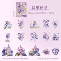 Träumerische Schloss-Blumenfee PET-Sticker-Set mit 15 Aquarell-Elf-Designs - Fantasieschloss-Geist