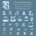 Winter magic fantasy sticker set featuring polar foxes and ice crystals 25-piece pack - Ice Wind Eternal Frost