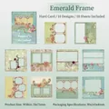 Vintage-Scrapbooking-Set Verde Frame mit 10 floralen Rahmenmotiven in Grün und Blau - Verdant Frame