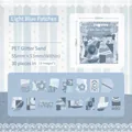 Blue PET glitter stickers for scrapbooking with floral and lace patterns, 30 pieces - Light Blue Patchwork Patterns