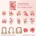 Scharlachrote Traum-Blumenfee PET-Sticker mit 15 rosa Aquarell-Blumenfee-Motiven - Scharlachroter Traumgeist