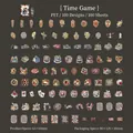Vintage Alice Time Game PET sticker set featuring 100 clocks and chess motifs - Alice's Time Game