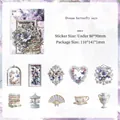 Baroque style butterfly flower paper stickers for DIY journaling and scrapbook decor - Butterfly Flower Language