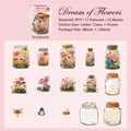 Pegatinas PET transparentes flores de ensueño con frascos para scrapbooking y collage - Sueños de Flores