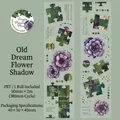 Nastro decorativo PET retrò con motivi floreali puzzle per scrapbooking e journaling fai da te - Ombre di Fiori di Sogni Antichi