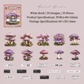 Vintage paarse paddenstoel stickers van wit kraftpapier voor journaling set van 25 stuks - Paarse Paddenstoel